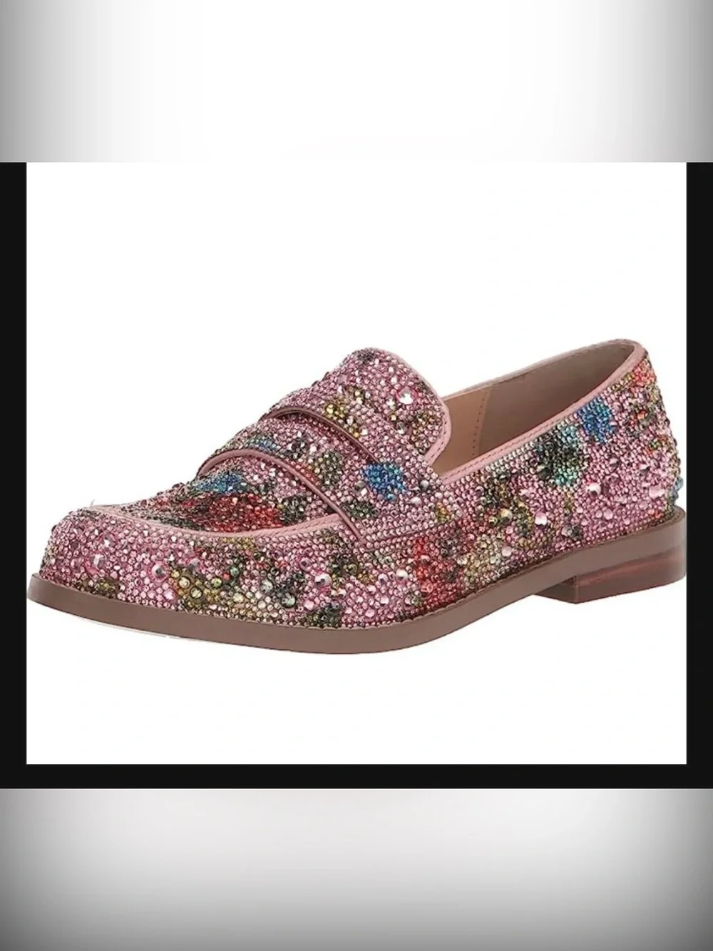 Betsey Johnson Aron floral rhinestone loafers, all-over crystals. Size 9 - Picture 3 of 7